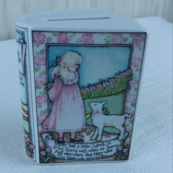 3.3" Enesco Karen Hahn Vintage 1987 Mother Goose Book Ceramic Bank Fairy Tale. - Picture 1 of 13